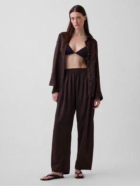 Gap Linen-Blend Easy Barrel Pants